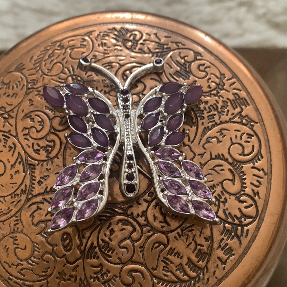 Sparkling Purple Butterfly Brooch